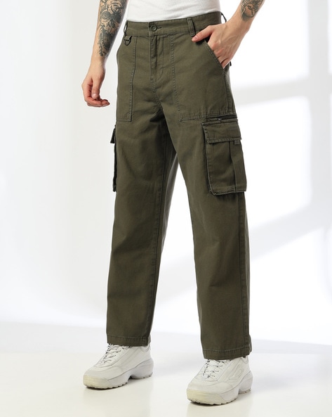 Men Flat-Front Relaxed Fit Cargo Pants