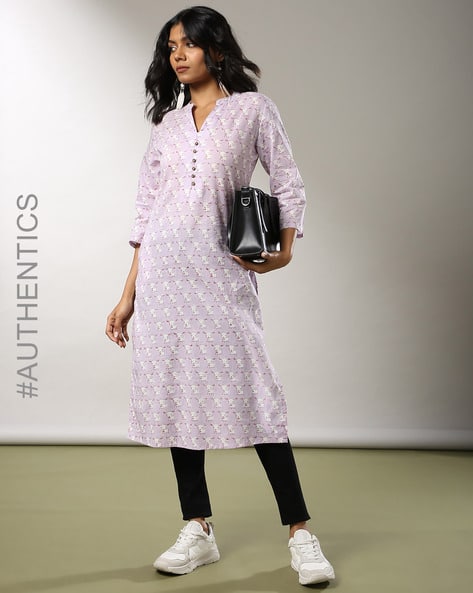 Indie Picks Handblock Print Straight Cotton Kurta