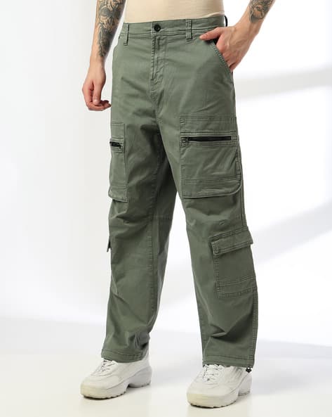 Men Flat-Front Baggy Fit Cargo Pants