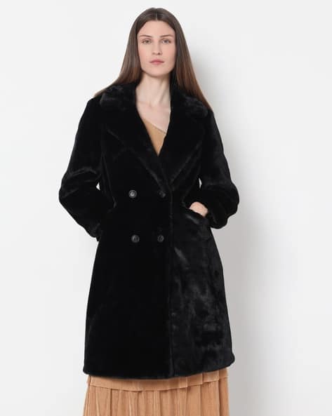 Women Relaxed Fit Double Breasted Peacoat
