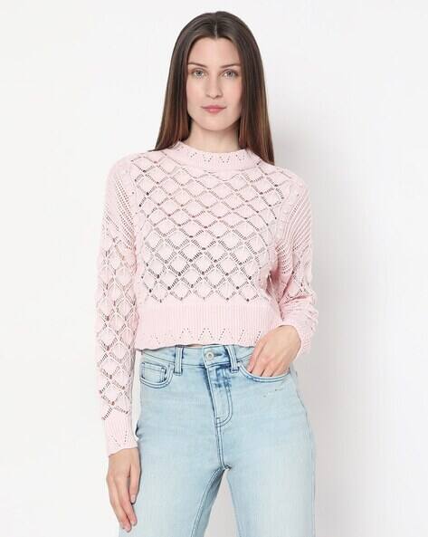 Vero Moda Women Pointelle-Knit Relaxed Fit Top