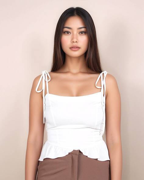 Zink London Women Slim Fit Square-Neck Top