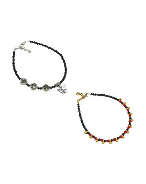 High Trendz Women Pack of 2 Dual-Tone Anklets with Charm