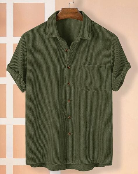 Men Shirt with Spread Collar