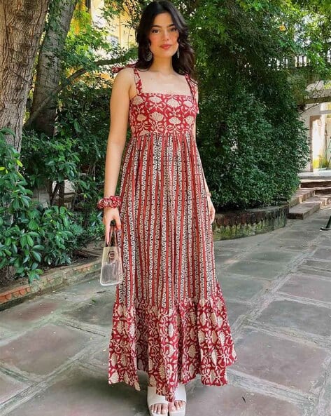 Women Floral Print Fit Flare Dress