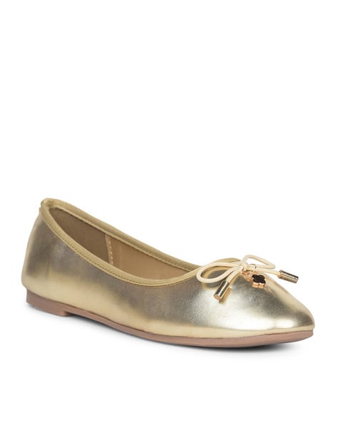Bata Women Slip-On Ballerina Shoes with Bow Accent