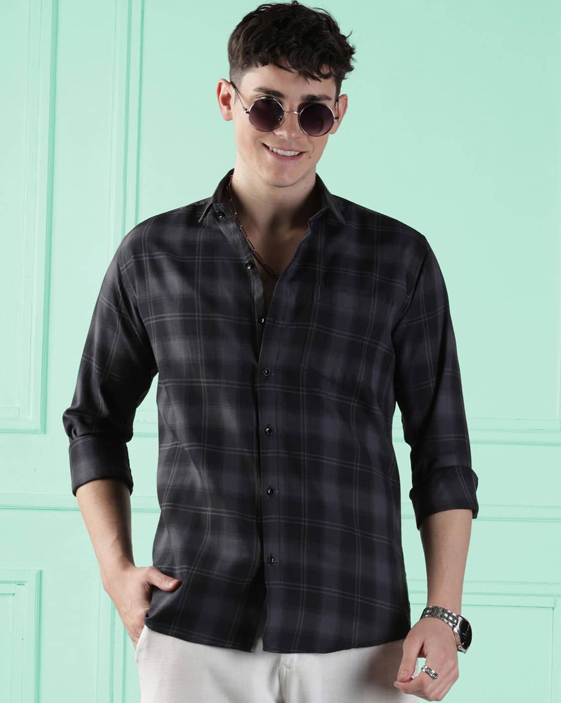 Buy Woxen Men Checks Regular Fit Shirt Online | Ajio.com