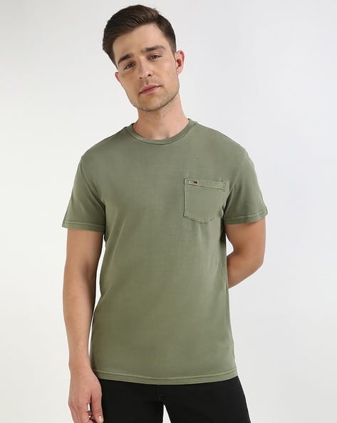 TOMMY HILFIGER Men Slim Fit Crew-Neck T-Shirt with Logo Print