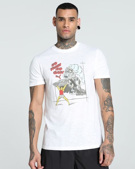 Men Training Typographic Print Regular Fit Crew-Neck T-Shirt