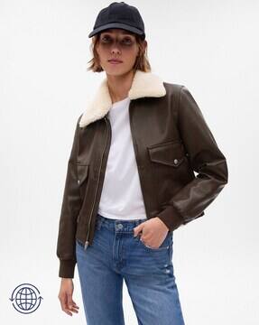 Buy GAP Women Relaxed Fit Biker Jacket Online | Ajio.com