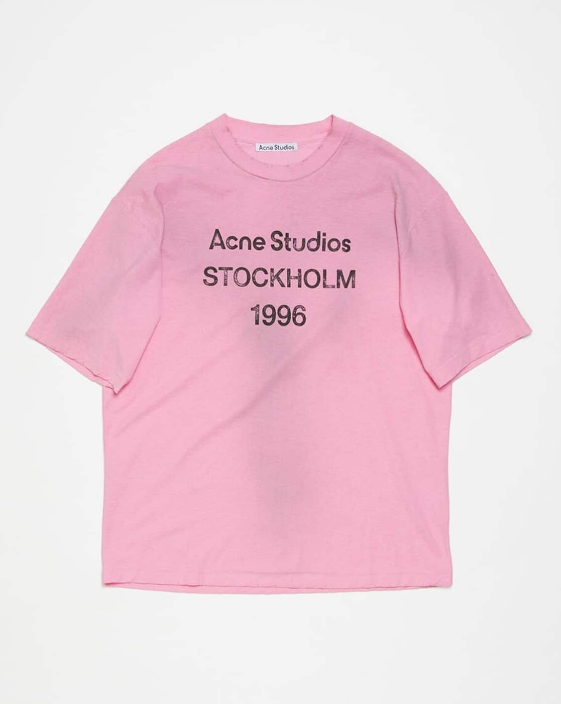Buy Acne Studios Printed Logo Relaxed Fit T-Shirt | Pink Color