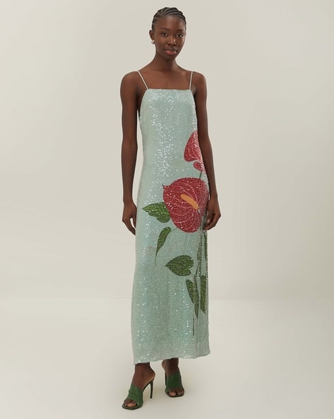 farm rio blue sequin dress Buy Anthurium Embellished Strappy Gown | Color Women Sleeveless FARM Blue Mystical SCREAM20 Sanctuary Ready Or Not Colour:BLACK-IVORY
