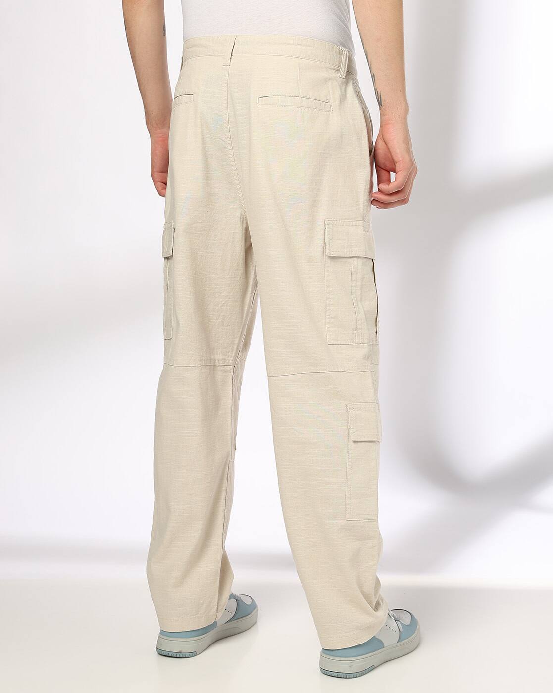 Men Loose Fit Flat-Front Cargo Pants