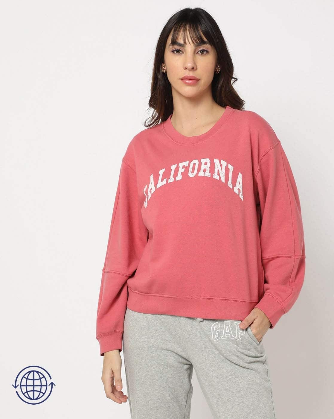 Typographic Print Round-Neck Sweatshirt