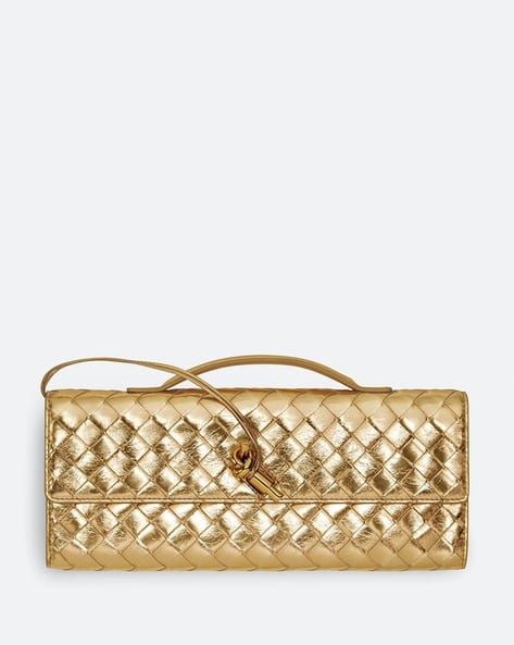 Buy BOTTEGA VENETA Andiamo Long Clutch Gold Color Women AJIO LUXE