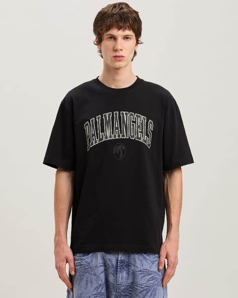 Buy Palm Angels Printed Logo Regular Fit Crew-Neck T-Shirt