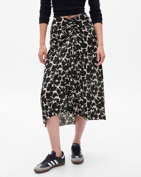 Women Printed Ruched Flared Skirt