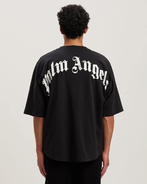 Buy Palm Angels Printed Curved Logo Oversized Fit T-Shirt Black