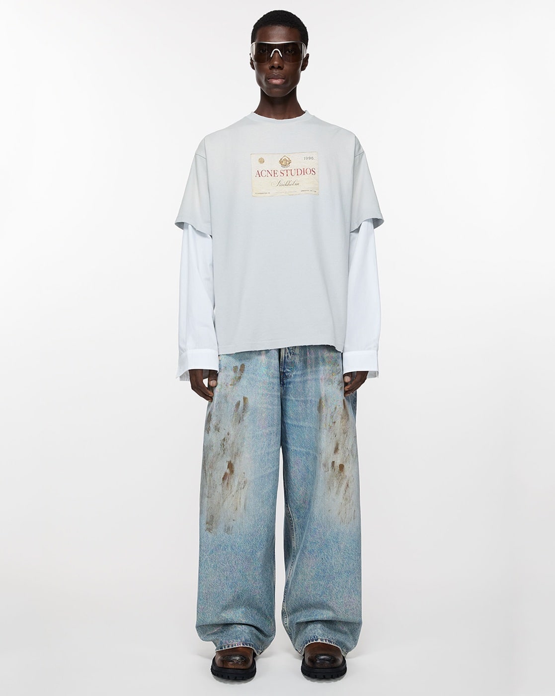 Buy Acne Studios 2023 Dirty Halo Baggy Fit Jeans | Mid Blue Color