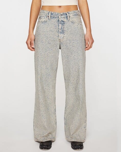 Buy Acne Studios 1981F FN Monogram Loose Fit Jeans | Blue & Beige