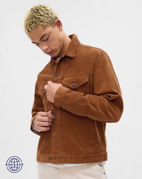 Men Bomber Jacket with Flap Pockets
