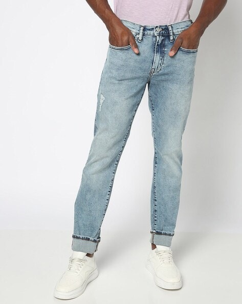 Men Medium Distressed Slim Fit Boomerang Jeans