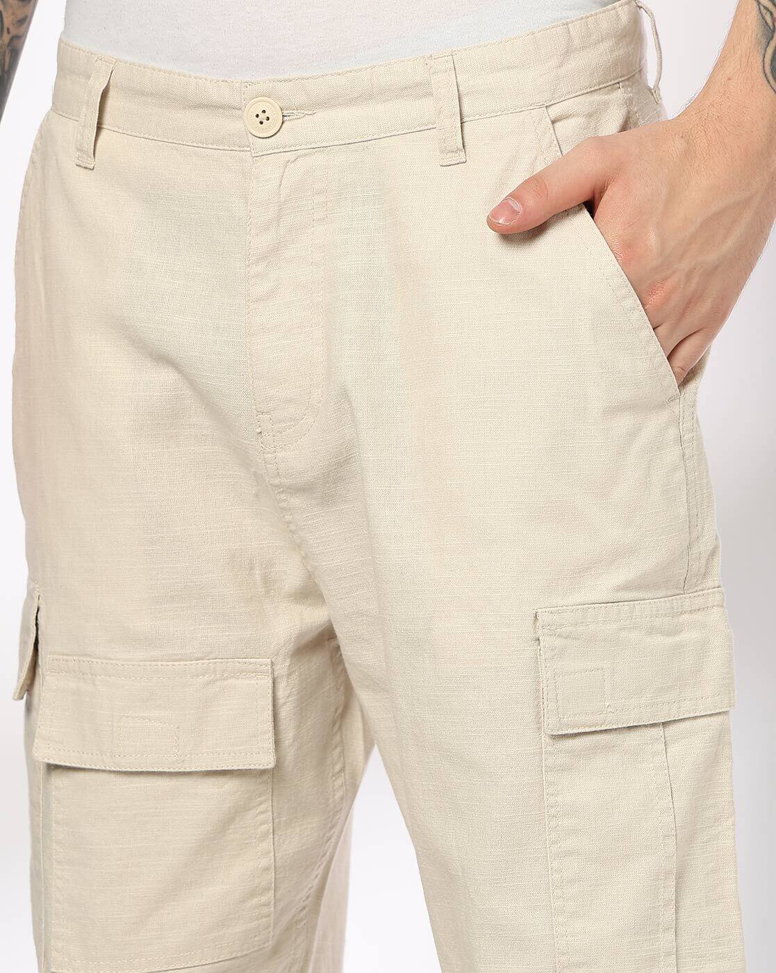 Men Loose Fit Flat-Front Cargo Pants