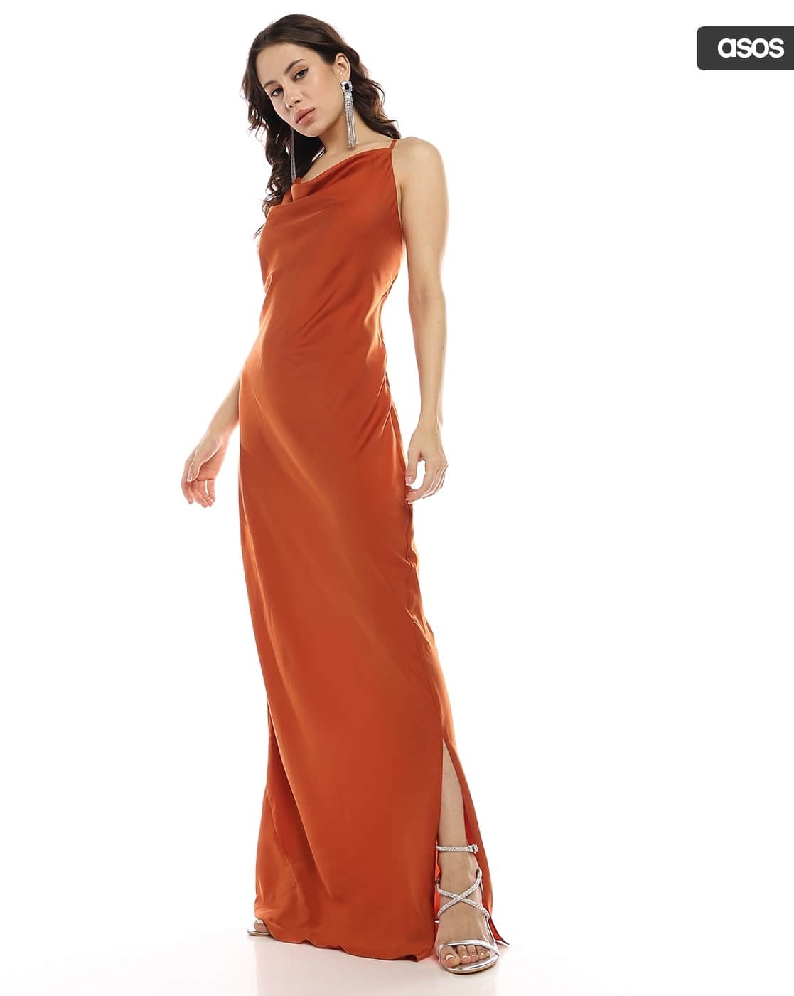Buy ASOS DESIGN Satin Cami Maxi Slip Dress wi... Online | Ajio.com