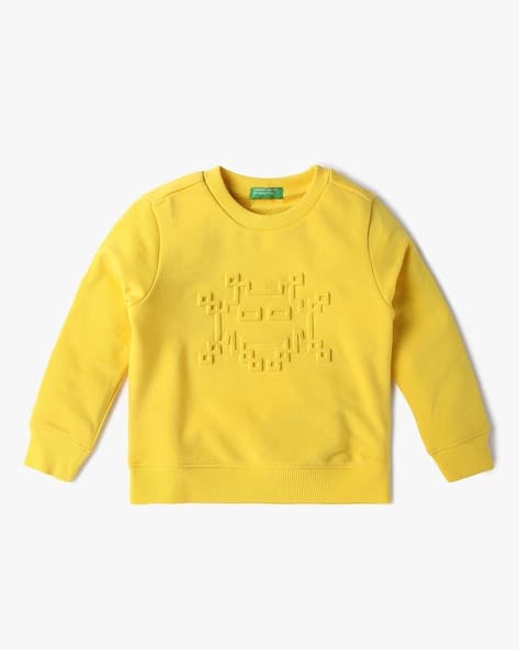 Tee Shirt Yellow Sweatshirt For Kids Boys Printed Regular Fit Sweatshirt