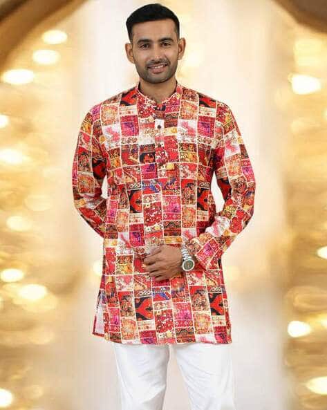 TATTVA Men Tribal Print Short Kurta