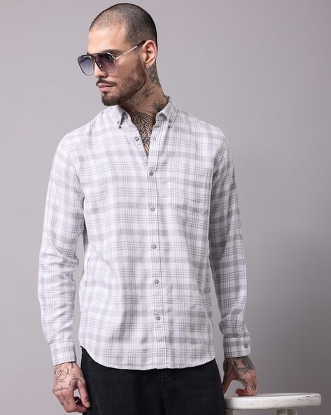 Men Checked Regular Fit Cotton Shirt with Patch Pocket