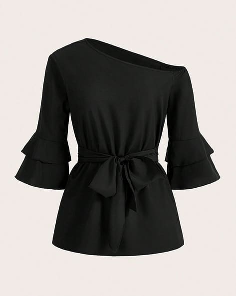 Lulu & Sky Women One-Shoulder Regular Fit Top