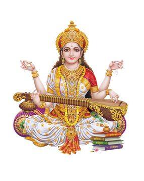 Goddess Saraswati Print Self-Adhesive Wall Sticker