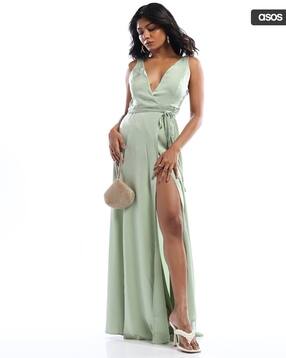 Buy ASOS DESIGN Women Satin Pleated Maxi Dress Online | Ajio.com