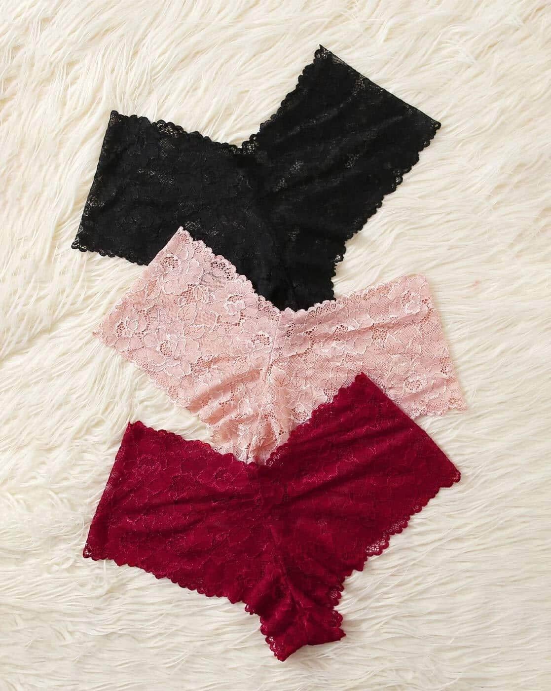 CUMSIN Pack of 3 Mid-Rise Lace Boyshorts (Multi)
