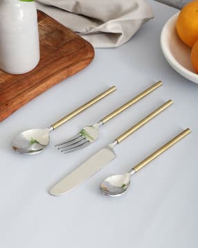 Set of 4 Gold Hammered Cutlery Set-image-19