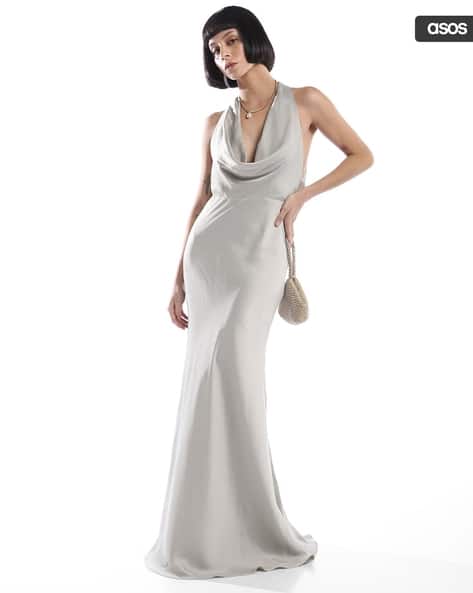 Buy ASOS DESIGN Bridesmaid Halter Cowl Satin ... Online | Ajio.com