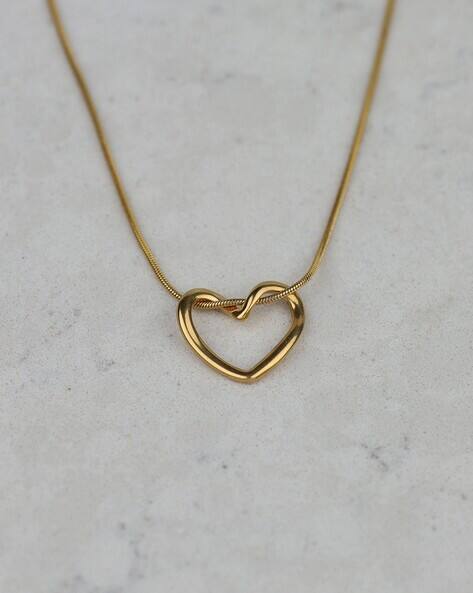 Skysixty Women Gold-Plated Heart Pendant with Chain