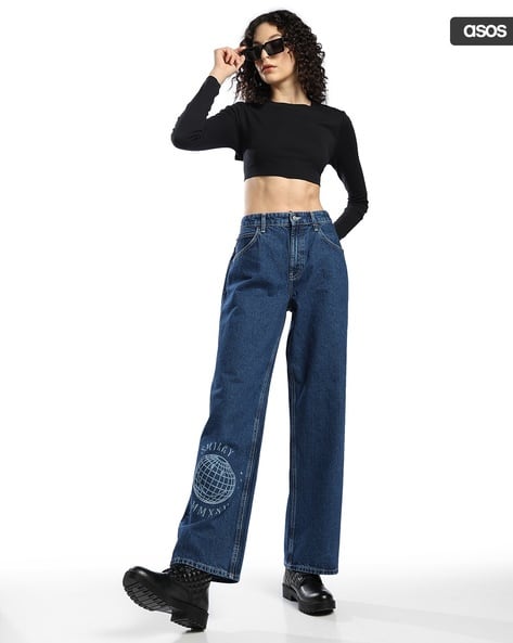 ASOS DESIGN Smiley Baggy Boyfriend Jeans