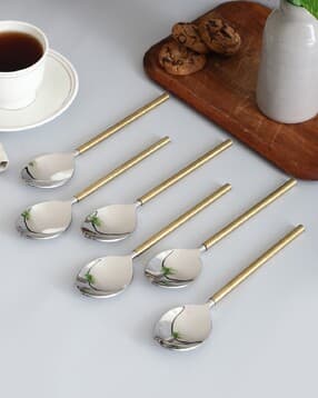 Set of 6 Gold Hammered Cutlery Set-image-18