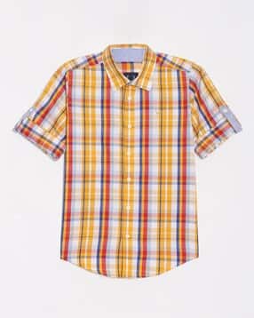 allen solly Boys Checks Slim Fit Shirt-picture-20
