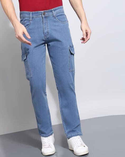 Men Heavily Washed Slim Fit Jeans
