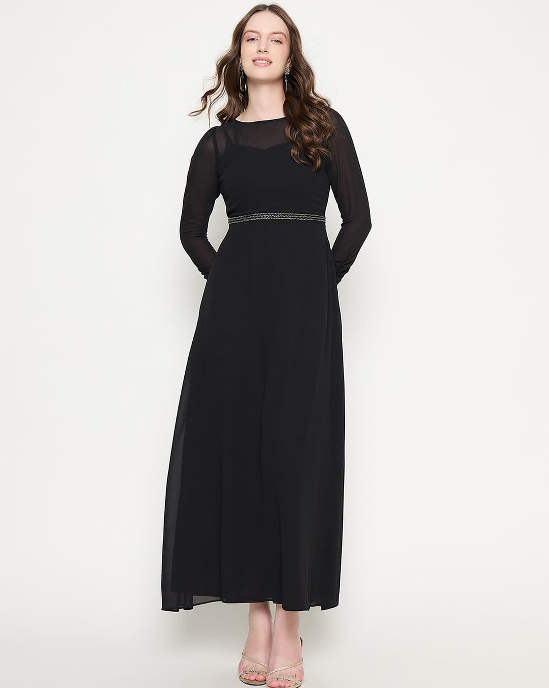 andmary Lady like long dress Black Buy Black Dresses for Women by