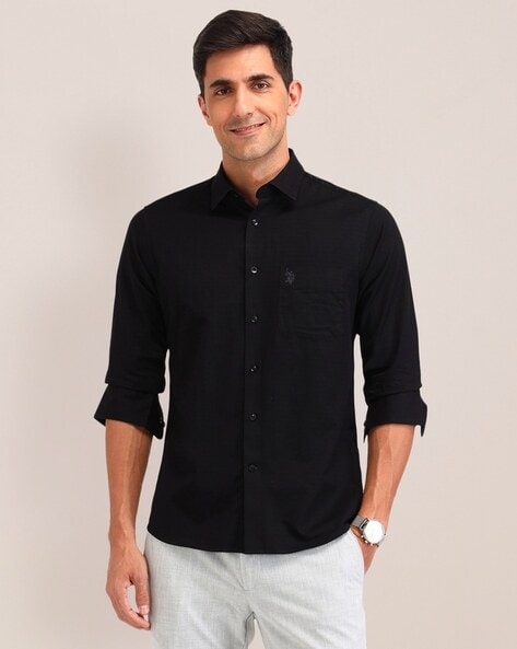 Men Regular Fit Shirt with Full Sleeves