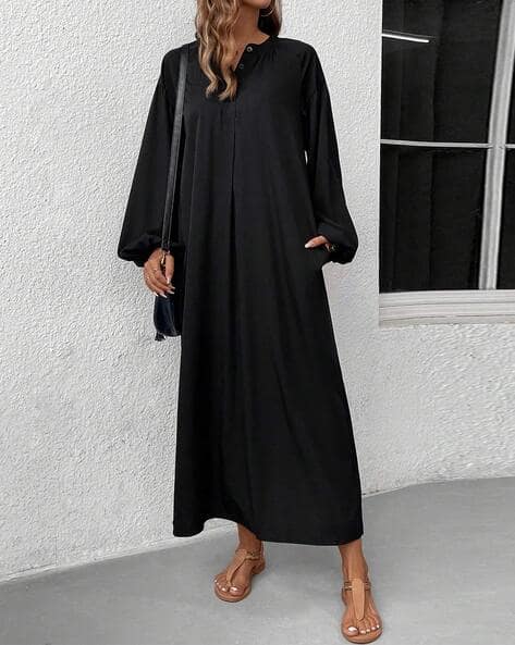 Women Shift Maxi Dress with Full Sleeves