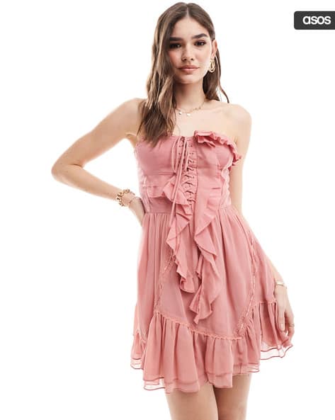 slim fit dress slacks Plum Bandeau A-Line Skirt Midi Dress – AX Paris main image 1