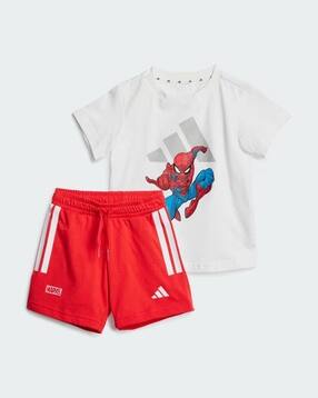 adidas kids Boys Spider Man Print Cotton T-Shirt & Shorts Set-picture-20