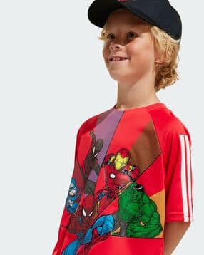 adidas kids Boys Spider Man Print Loose Fit Round-Neck T-Shirt-picture-42