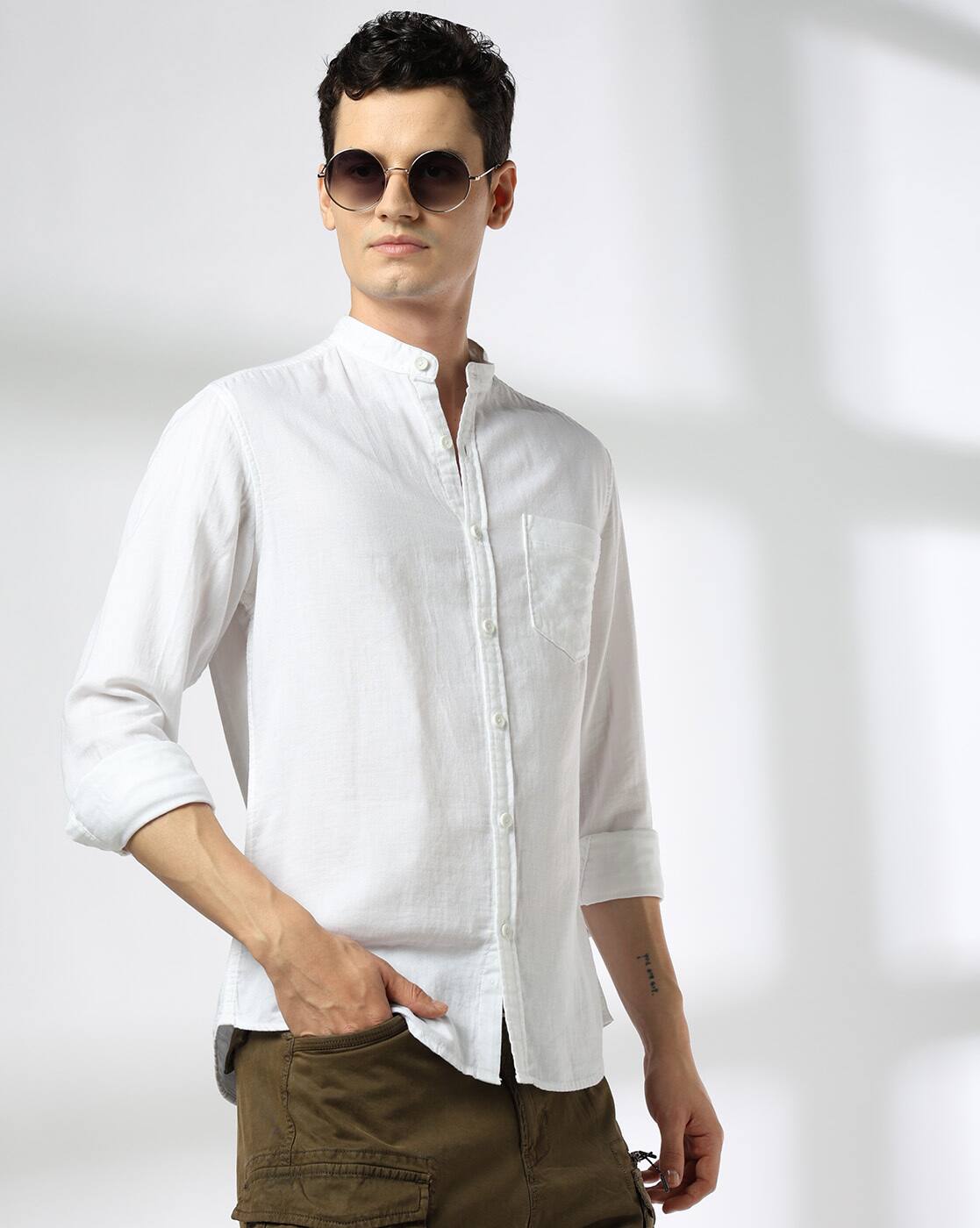 NHOJ  JOHN Cream White Collar Shirt タグ付き NHOJ JOHN Cream White Collar Shirt タグ付き Jack & Jones White