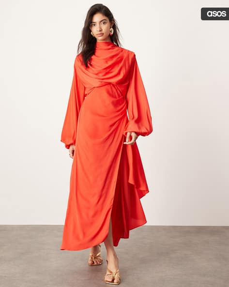 asos blouson sleeve midi dress ASOS EDITION blouson sleeve midi dress in organza check